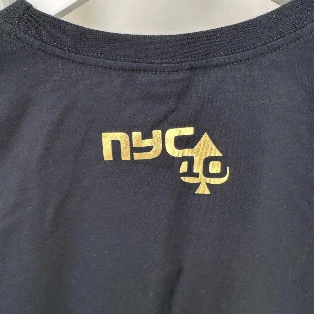 Nike Tennis Black and Gold Graphic Tee with Gold Kiss My Ace NYC10 Collection